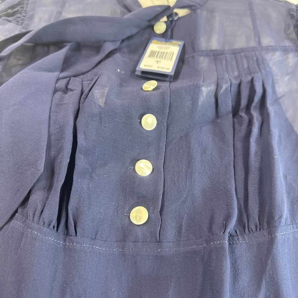 Polo Ralph Lauren Silk Dress Womens 6 Navy Dress With Overlay NWT MSRP$598 - Picture 5 of 16
